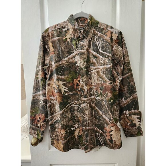 RIDGE HUNTER CAMOUFLAGE LongSleeve Hunting Shirt Mens SmallRipstop‎ 100% Cotton - Picture 1 of 10
